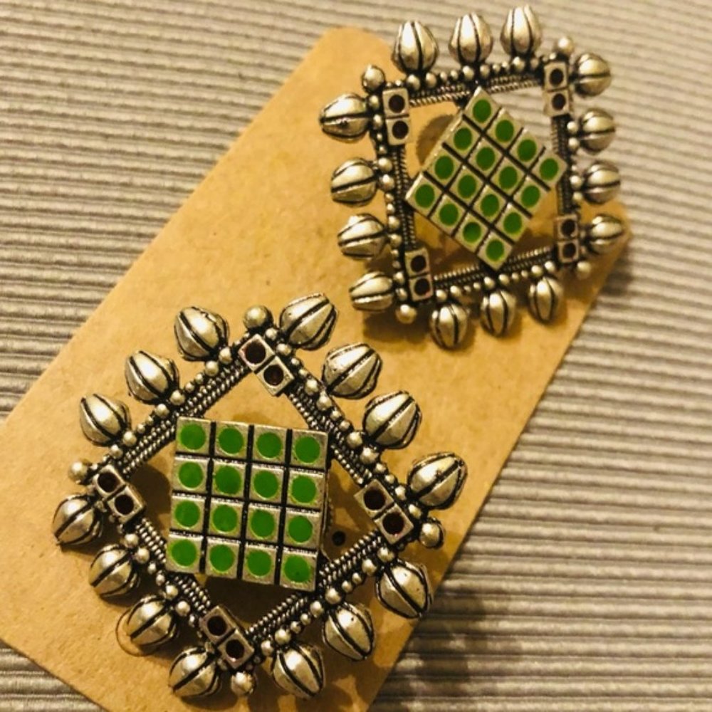 Elegant Hand Made German Silver Earrings Ethnic - Gorgeous Jewellery